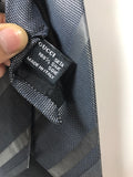 GUCCI Classic Gray Silk Tie with Diagonal Stripes Lines 58 in.