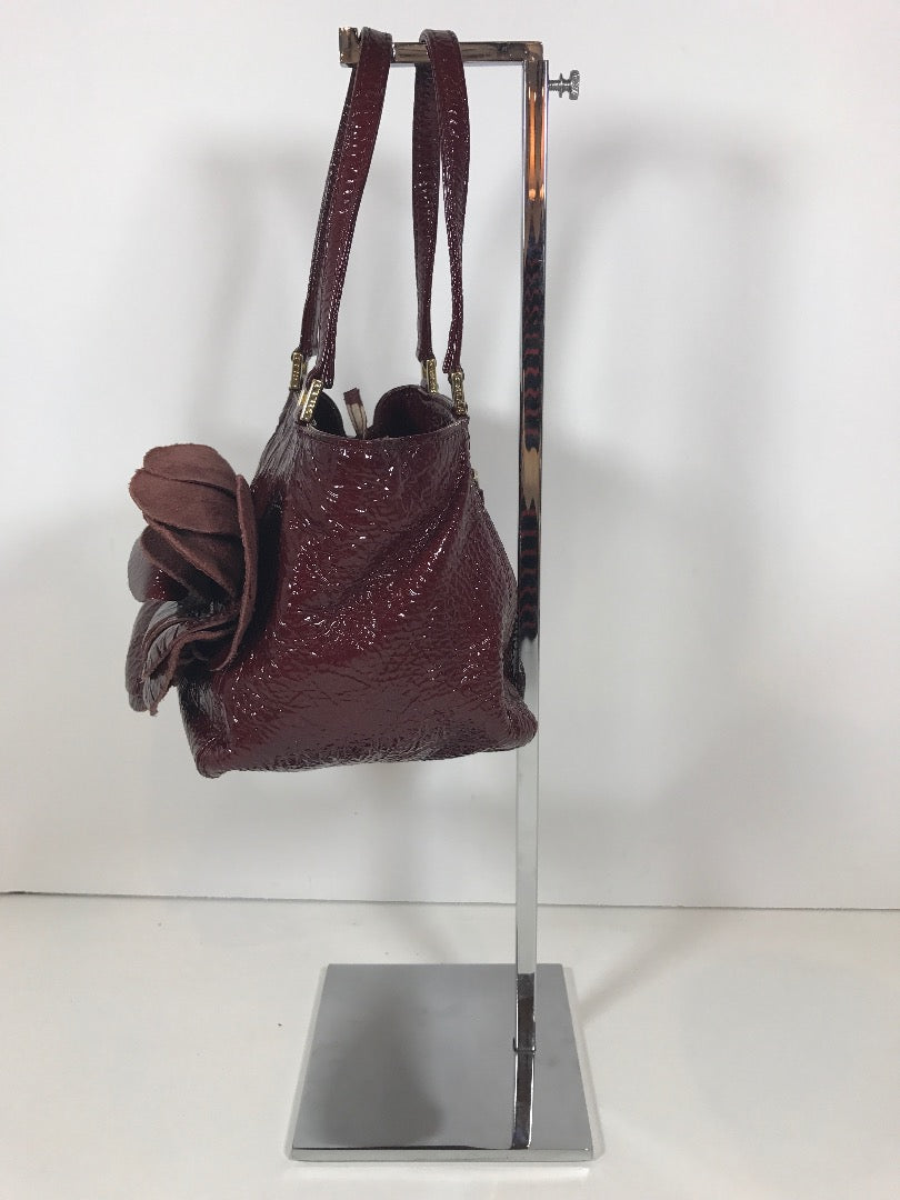 GILLI SHINY Small Patent Leather Burgundy Bag with Rose Detail