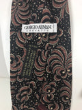 GIORGIO ARMANI Navy Neck Tie w/Fleur De Lis Pattern 56 in.