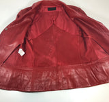 NARCISO RODRIGUEZ Red Leather Snap Jacket w/ Pockets Size 4