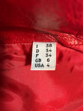 NARCISO RODRIGUEZ Red Leather Snap Jacket w/ Pockets Size 4