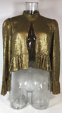 GENERRA 1990s Gold Sequin Jacket with Ruffle Sleeves and Hem Size 6