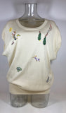 TSUMORI CHISATO Cream Short Sleeve Sweater w/ Beading Size 2