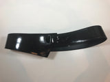 DEJAC France Patent Leather Black Wide Belt with Silver Stud Closure Size 44