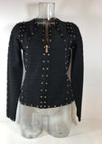 PERSE Black Zip Up Bandage Jacket w/ Studs Size XS