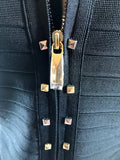PERSE Black Zip Up Bandage Jacket w/ Studs Size XS