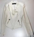 ROLAND MOURET White Long Sleeve Biker Jacket w/ Metal Detail