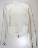 ROLAND MOURET White Long Sleeve Biker Jacket w/ Metal Detail