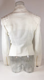 ROLAND MOURET White Long Sleeve Biker Jacket w/ Metal Detail