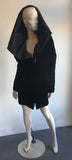 RUE DU MAIL Black Velvet Zip Front Dramatic Coat Size 38