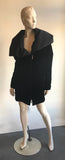 RUE DU MAIL Black Velvet Zip Front Dramatic Coat Size 38