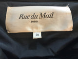 RUE DU MAIL Black Velvet Zip Front Dramatic Coat Size 38