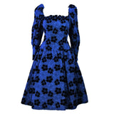 ARNOLD SCAASI Blue Dress, Floral Pattern Size 10-12