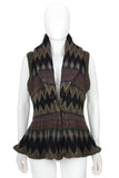 RALPH LAUREN Southwest Sweater Vest with Shawl Collar & Peplum
