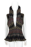 RALPH LAUREN Southwest Sweater Vest with Shawl Collar & Peplum
