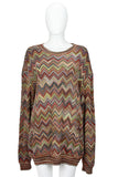 MISSONI Men's Circa 1990s Multicolor Chevron Zig Zag Sweater