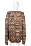 MISSONI Men's Circa 1990s Multicolor Chevron Zig Zag Sweater