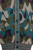 MISSONI Men's Circa 1990s Blue & Green Abstract V-Neck Cardigan