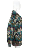 MISSONI Men's Circa 1990s Blue & Green Abstract V-Neck Cardigan