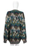 MISSONI Men's Circa 1990s Blue & Green Abstract V-Neck Cardigan