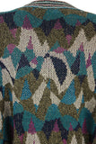 MISSONI Men's Circa 1990s Blue & Green Abstract V-Neck Cardigan