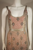 VINTAGE Silver Beaded Gown, Silk Lining & Back Slit Size S
