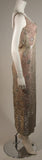 VINTAGE Silver Beaded Gown, Silk Lining & Back Slit Size S