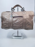 LANVIN Patent Taupe Carry All Handbag with Silver Hardware