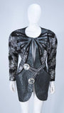 ROBERTO CAVALLI Lace Metallic Suede Jacket, Belt Size Small