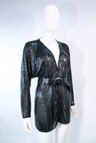 WHITING & DAVIS Black Mesh Draped Batwing Jacket with Belt