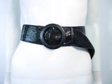 WHITING & DAVIS Black Mesh Draped Batwing Jacket with Belt