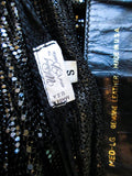 WHITING & DAVIS Black Mesh Draped Batwing Jacket with Belt