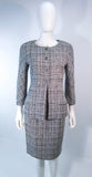 CHANEL Grey and Blue Skirt Suit Size 42