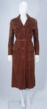 GIANNI VERSACE Brown Suede Trench Coat with Belt Size 6