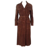 GIANNI VERSACE Brown Suede Trench Coat with Belt Size 6