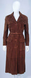 GIANNI VERSACE Brown Suede Trench Coat with Belt Size 6