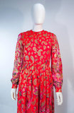 OSCAR DE LA RENTA 1970s Silk Chiffon Bohemian Gown