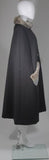 VINTAGE Gray Wool Cape with Mink Trim and Iridescent Beaded Pockets