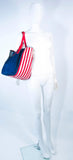 NANCY GONZALEZ CAYMAN Crocodile American Flag Denim Carry All Purse