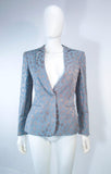 GIORGIO ARMANI Blue Animal Print Jacket w/ Gold Studs Size 42