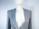 GIORGIO ARMANI Blue Animal Print Jacket w/ Gold Studs Size 42