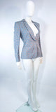 GIORGIO ARMANI Blue Animal Print Jacket w/ Gold Studs Size 42