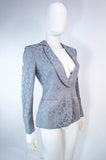 GIORGIO ARMANI Blue Animal Print Jacket w/ Gold Studs Size 42