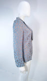 GIORGIO ARMANI Blue Animal Print Jacket w/ Gold Studs Size 42