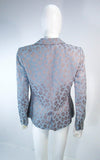 GIORGIO ARMANI Blue Animal Print Jacket w/ Gold Studs Size 42