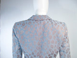 GIORGIO ARMANI Blue Animal Print Jacket w/ Gold Studs Size 42