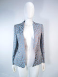 GIORGIO ARMANI Blue Animal Print Jacket w/ Gold Studs Size 42