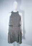 CHANEL Black and White Tweed Criss Cross Back Dress Size 36