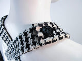 CHANEL Black and White Tweed Criss Cross Back Dress Size 36
