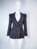 GIORGIO ARMANI Navy Striped Tailored Jacket Size 38